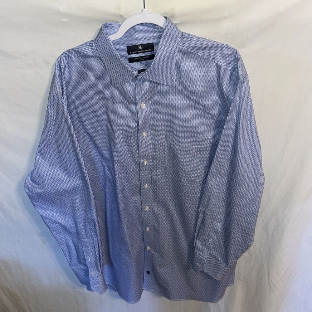 Hart Schaffner Marx Men’s Dress Shirt Size XL Blue Business Formal City